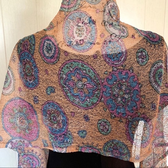 Netted Mandala Print Sequined Tassel Scarf - Picture 5 of 8